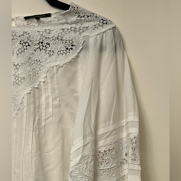 KOBI HALPERIN COTTON & SILK PEASANT WHITE BLOUSE SIZE LARGE - Picture 8 of 8